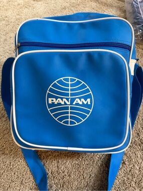 Pan Am Retro Blue Crossbody Messenger Bag Airline Travel Shoulder Bag Pre-owned
